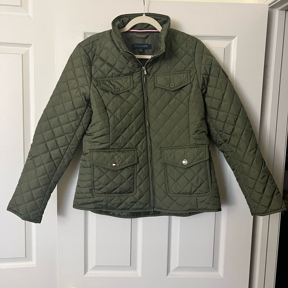 Tommy Hilfiger Quilted Army Green Jacket